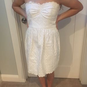 White eyelet shoshanna strapless dress